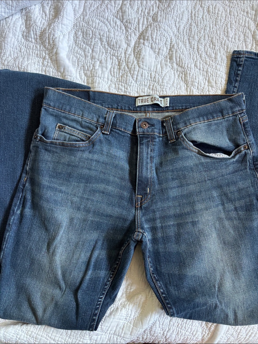 True Craft Slim Straight Men's Dark Blue Washed Jeans
